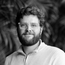 Black and white photo of Rhys Mantell
