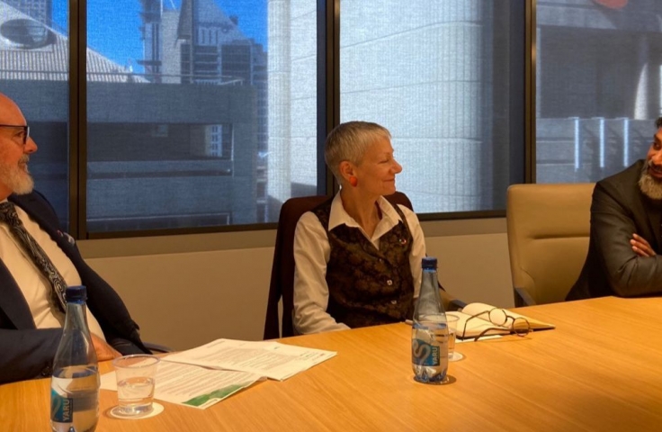 Professor Jackie Leach Scully with Ross Miller (left) and Ganesh Chandrasekkar at the Westpac panel