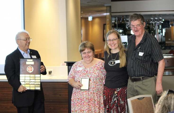 Julie Loblinzk is being awarded the J Moss Award, standing next to Iva Strnadova