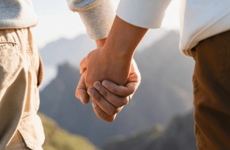 a couple holding hands