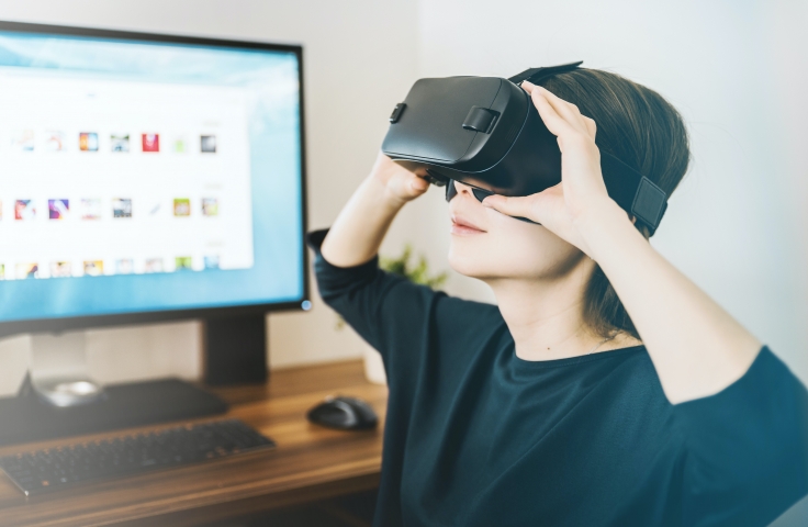 Woman wearing a VR headset