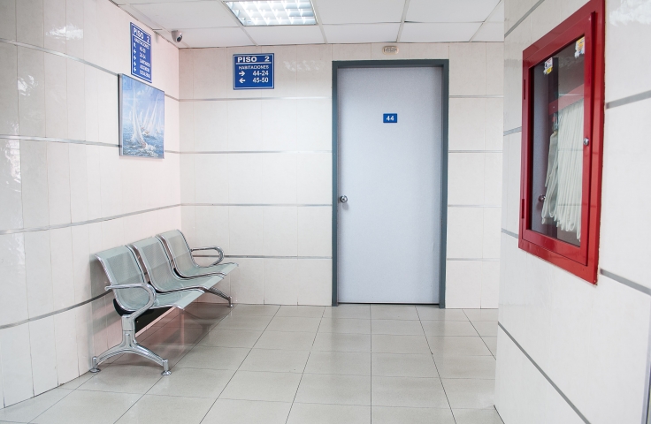 Empty hospital waiting room